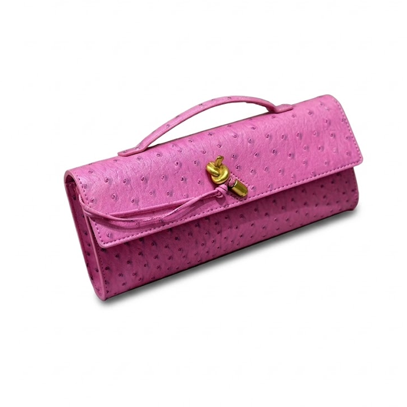 THE KNOT FLAP CLUTCH - Ostrich Embossed detail image 10