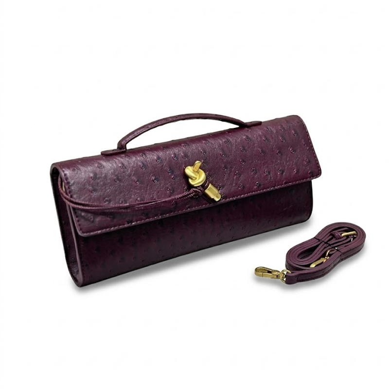 THE KNOT FLAP CLUTCH - Ostrich Embossed detail image 12