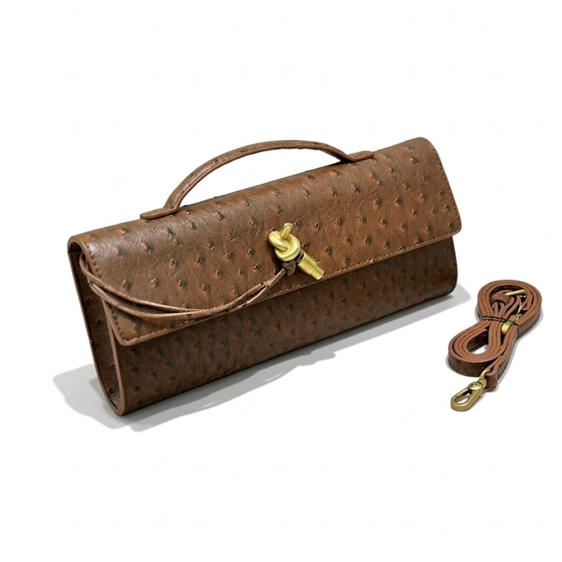 THE KNOT FLAP CLUTCH - Ostrich Embossed detail image 14