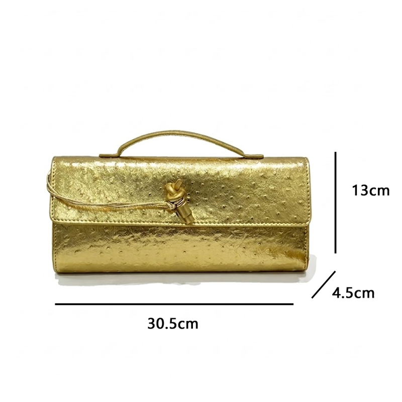 THE KNOT FLAP CLUTCH - Ostrich Embossed detail image 3