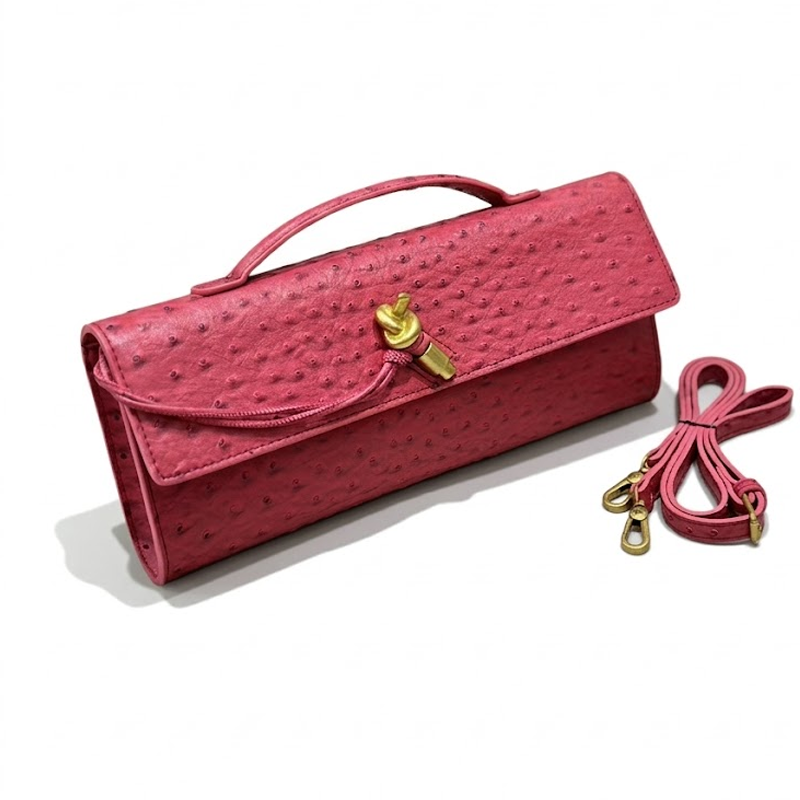 THE KNOT FLAP CLUTCH - Ostrich Embossed detail image 7