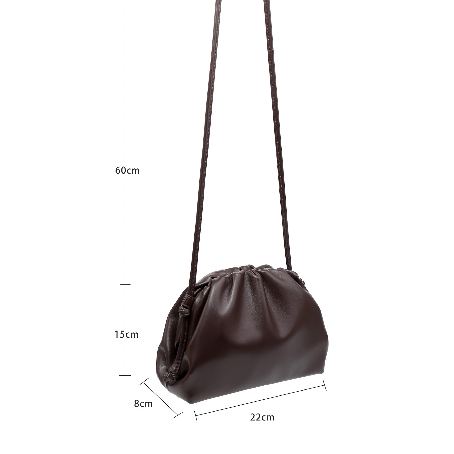 PU leather ruched solid crossbody handbag detail image 4