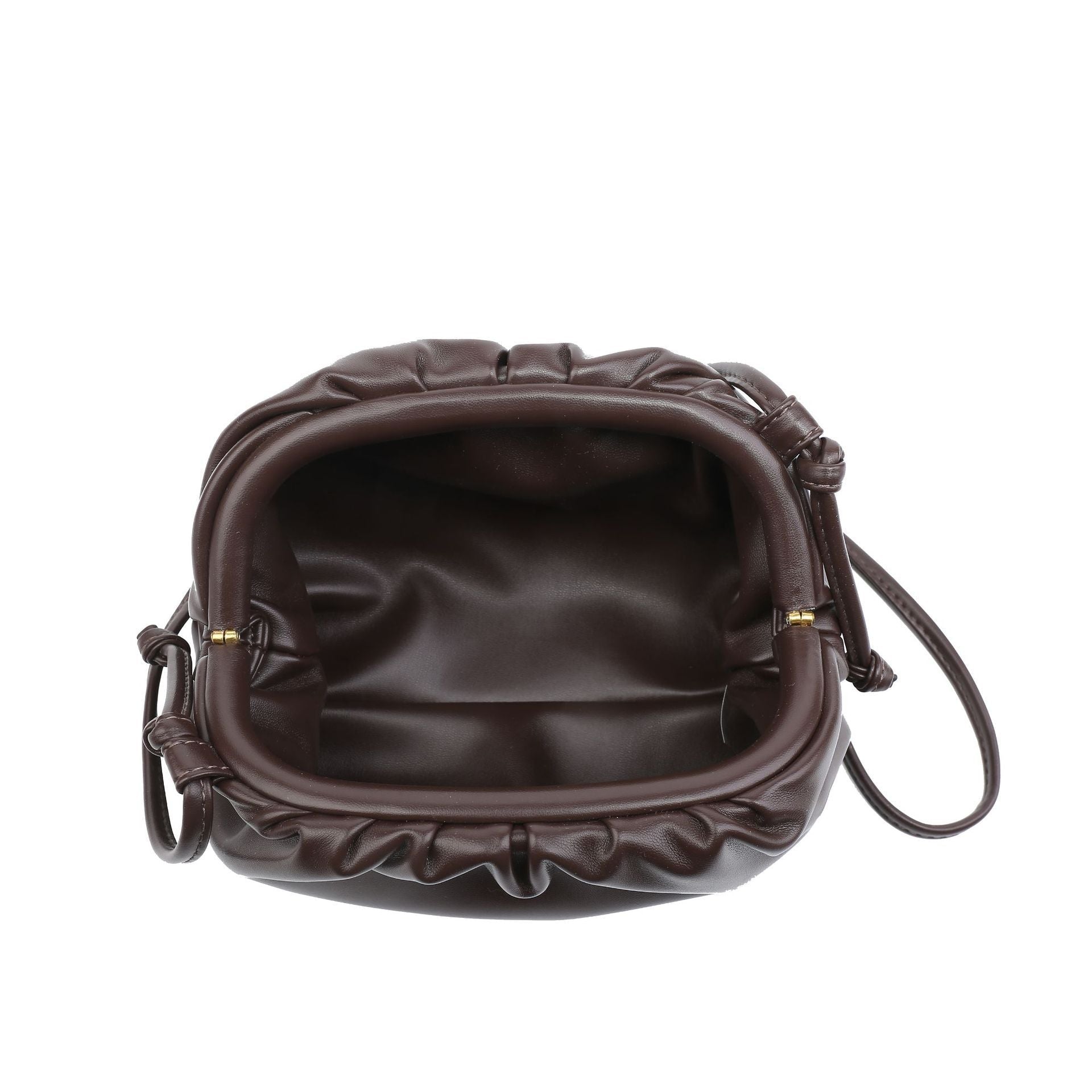 PU leather ruched solid crossbody handbag detail image 5